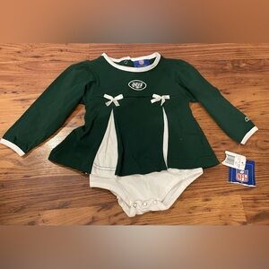 New with tags NFL New York Jets Reebok baby cheerleader dress snap closure 18 m